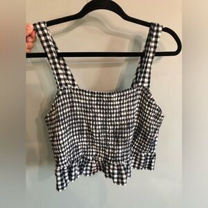 American Eagle Smock Gingham Bow Tie Crop Top